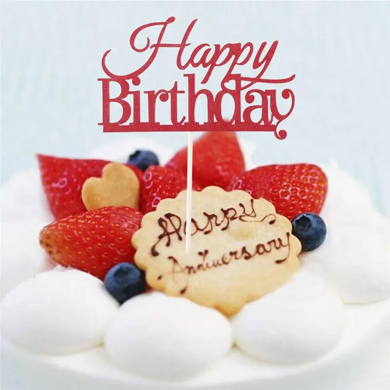 

10 Pcs Red Happy Birthday Cake Topper Cake Decorations Party Supplies