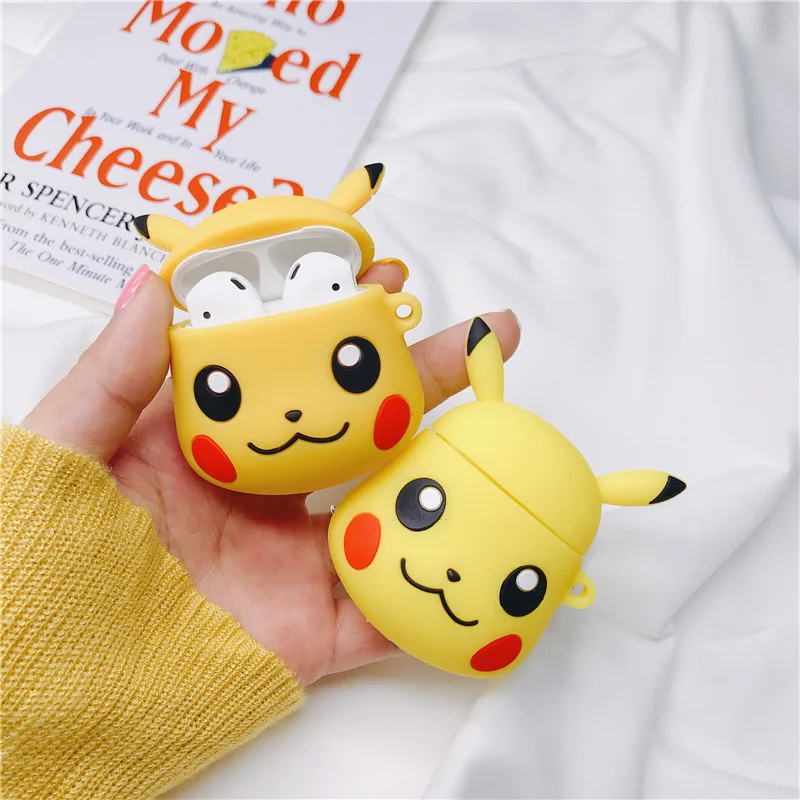

3D cartoon Case for Airpods 2 Cute Silicone Accessories Bluetooth Earphone Protective arrying Bag with keychain unique luxury