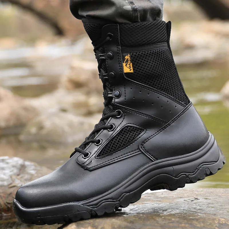 Summer Ultra Light Tactical Training Military Combat Boots Outdoor Hiking Camping Hunt High Top Non-slip Breathable Army Shoes