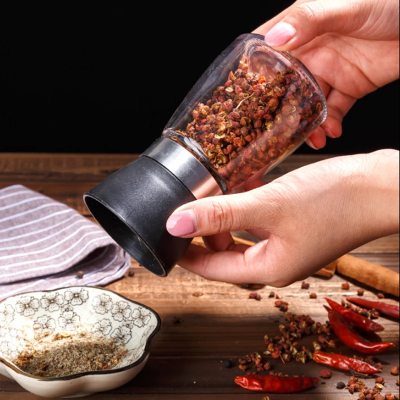 Pepper Grinder Mill Hand Manual Salt Pepper Mill Grinder Seasoning Mills Glass Herb Spice Grinding Bottles Kitchen Accessories (1)