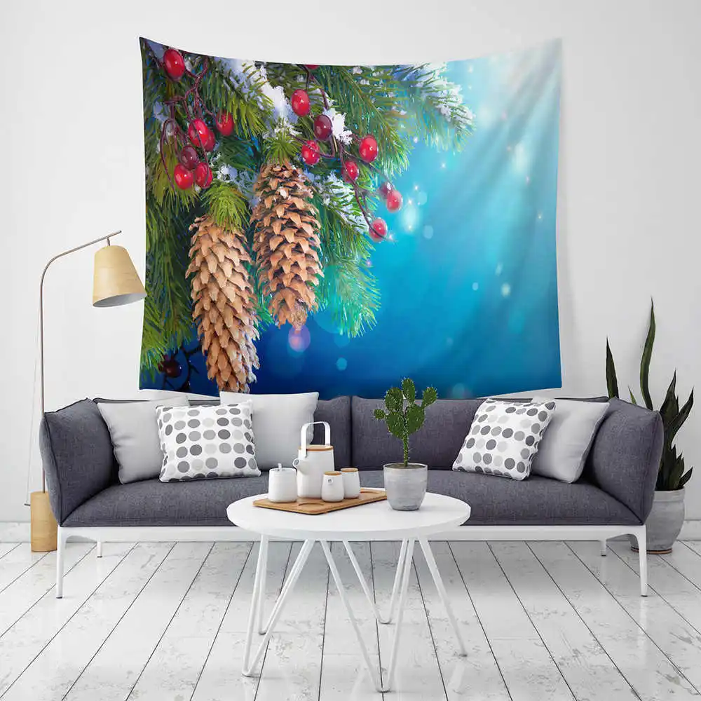 Hippie Merry Christmas Style Macrame Wall Hanging Mandala Tapestry Snow Man Printed Bedspread Yoga Mat Blanket Boho Decoracion