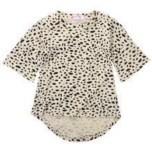 Симпатичная детская одежда для маленьких девочек повседневное хлопковое вечернее платье леопардовой расцветки с рукавами 3 4