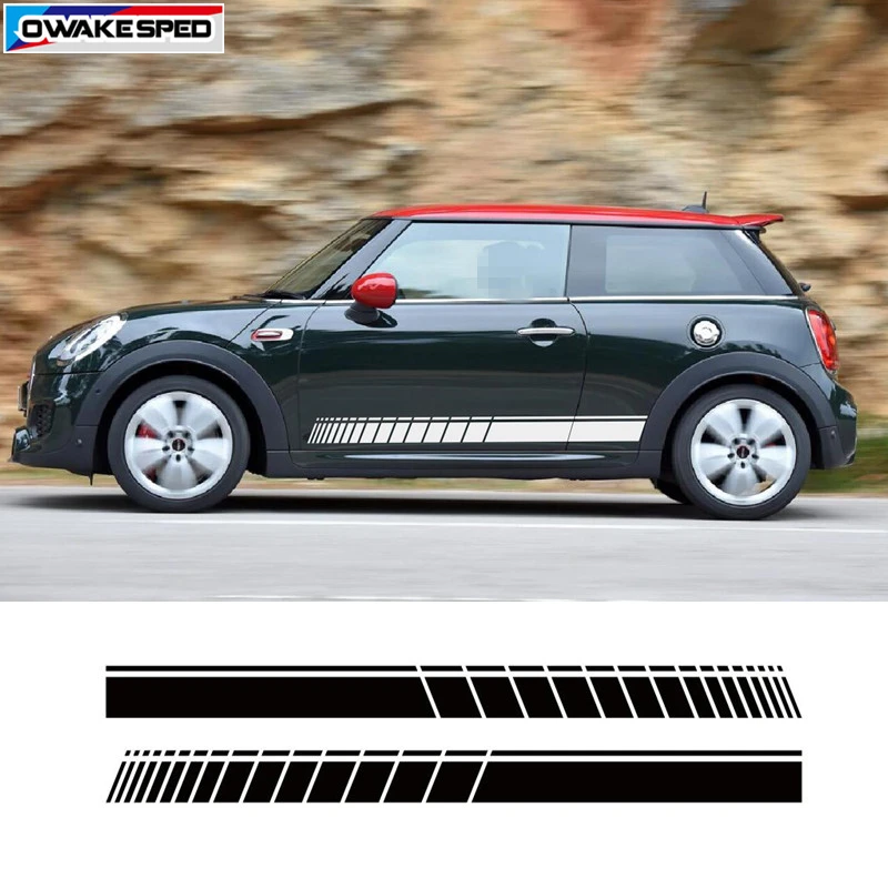 

Racing Sport Stripes Decal Car Door Side Skirt Sticker For BMW MINI Cooper S Clubman F55 F56 F54 F60 R56 R57 R55 3-5 doors