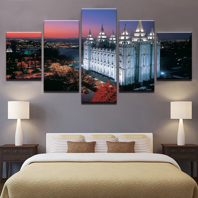 Canvas Hd Prints Poster Home Decor No Frame 5 Pieces Salt Lake Canvas Hd Prints Poster Home Decor No Frame 5 Pieces Salt Lake City S Temple Square Paintings