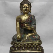 Bi003397 18 Тибет Будда Медь Бронза Gild Перегородчатой Шакьямуни Будда Амитабха Статуя