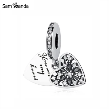 

Original 100% 925 Sterling Silver Charm Bead Heart of Winter Pendant Clip Charms Snowflake Fit Pandora Bracelets Women Jewelry