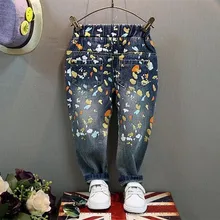 Джинсы для мальчиков г. весенне-осенние модные детские джинсы одежда для детей детские джинсовые штаны в горошек