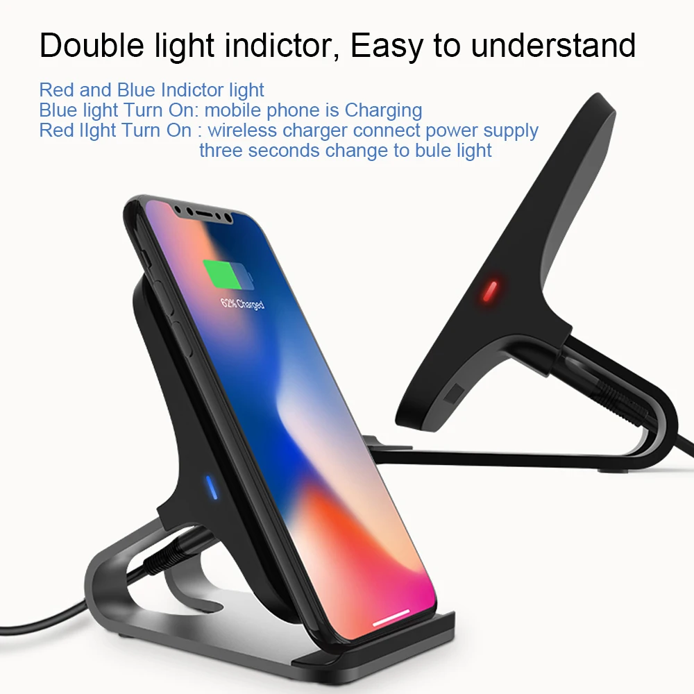Беспроводной зарядный стенд Portefeuille Qi 10 Вт для Iphone XS MAX XR 8 Plus X Samsung Galaxy S8 S9 S10 Note