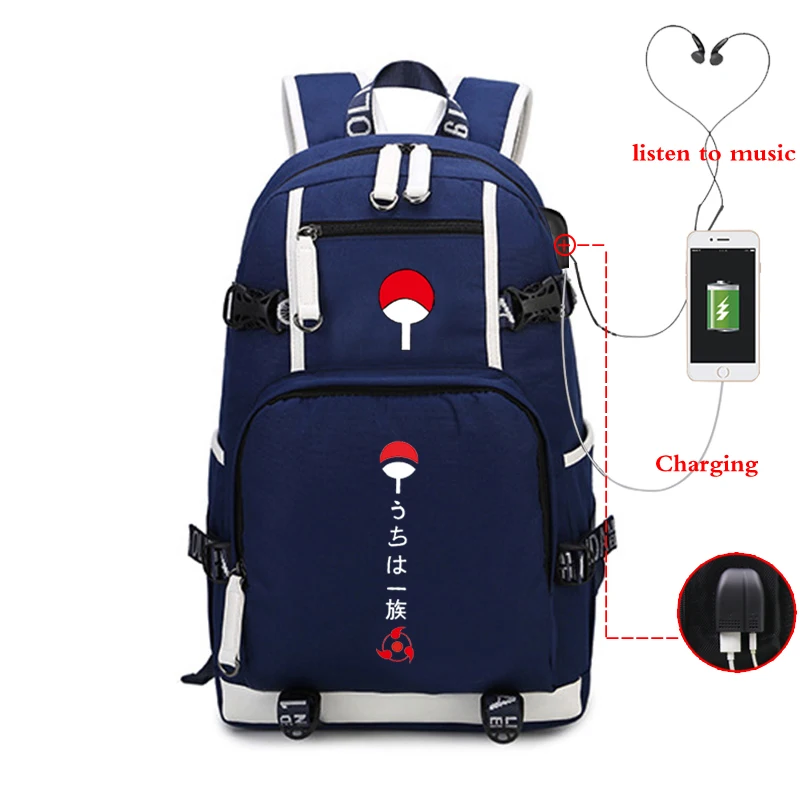 Наруто рюкзак Светящийся рюкзак для девочек usb зарядка школьные сумки холщовый синий рюкзак для мальчиков путешествия ноутбук рюкзак повседневный рюкзак - Цвет: Хаки
