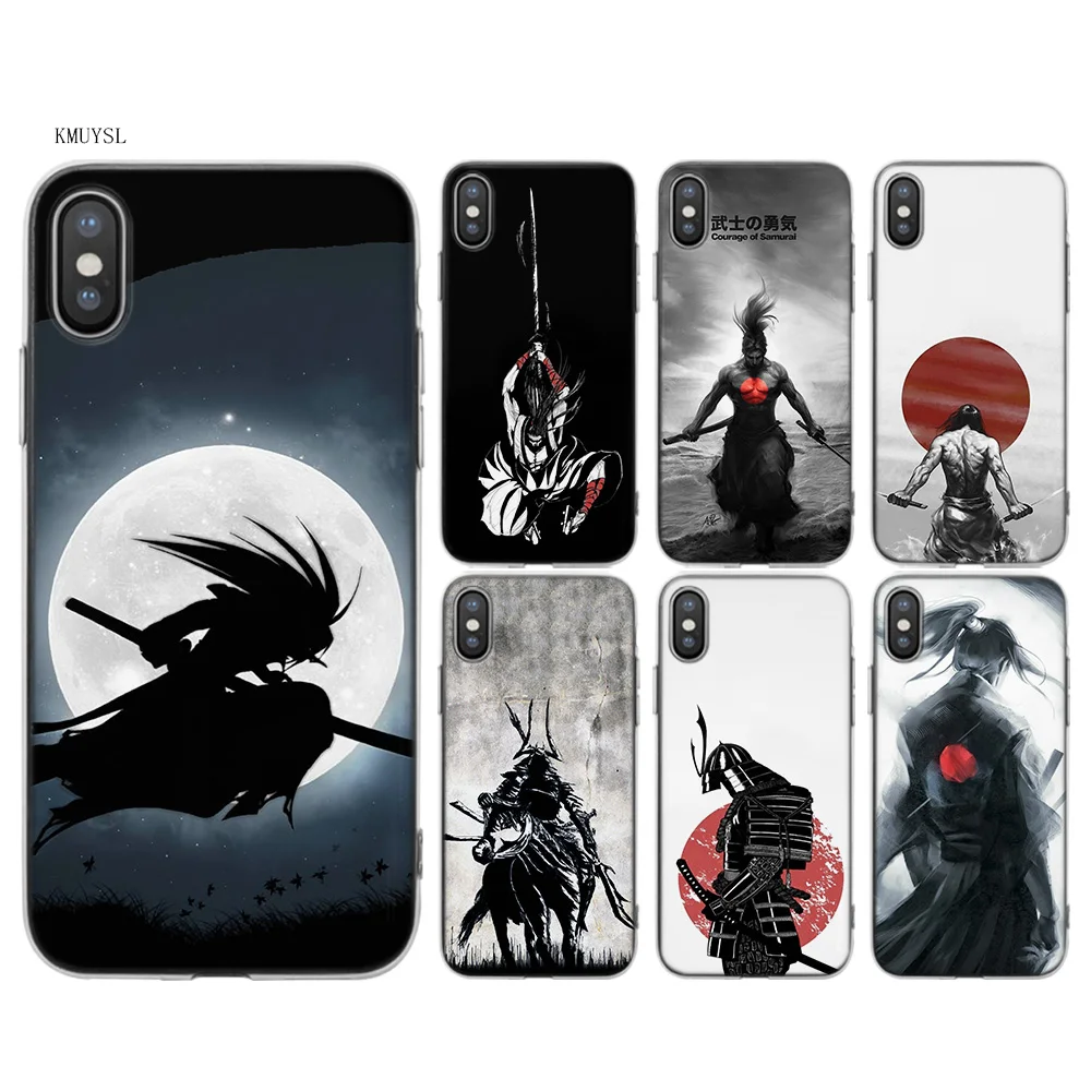 

KMUYSL Japanese Samurai TPU Transparent Soft Silicon Case Cover Coque for iPhone X 7 8 6 6s Plus 5 5S SE 5C