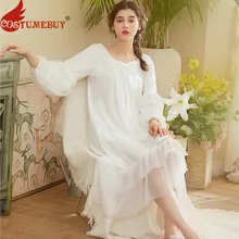 Costumebuy, женская пижама принцессы для костюмированной вечеринки в стиле ренессанса и средневековья, белое, розовое платье, винтажные домашние платья, ночная рубашка, одежда для сна