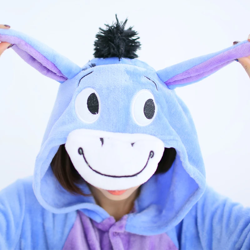 Осел взрослых пижамы Косплэй мультфильм животных Onesie Костюм для Рождества и