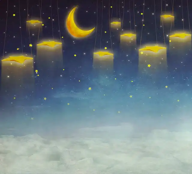 Moon Stars Night Sky backdrop Vinyl cloth High quality Computer printed