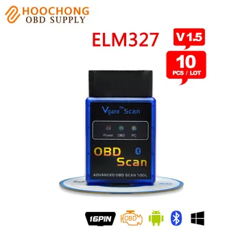 

10 pcs/lot New MINI Vgate ELM 327 V1.5 Version Bluetooth Vgate Scan OBD2 / OBDII ELM327 V 1.5 Code Scanner BT Adapter