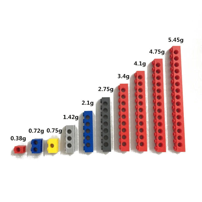 500g/Lot Technic Bricks 1x1,1x2,1x4,1x6,1x8,1x10,1x12,1x14,1x16 with 1-15 Holes Compatible with legoes Technic MOC Parts Toys