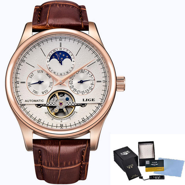 LIGE Mens Watches Top Brand Luxury Clock Automatic Mechanical Watch Men Business Waterproof Sport Wrist Watch Relogio Masculino