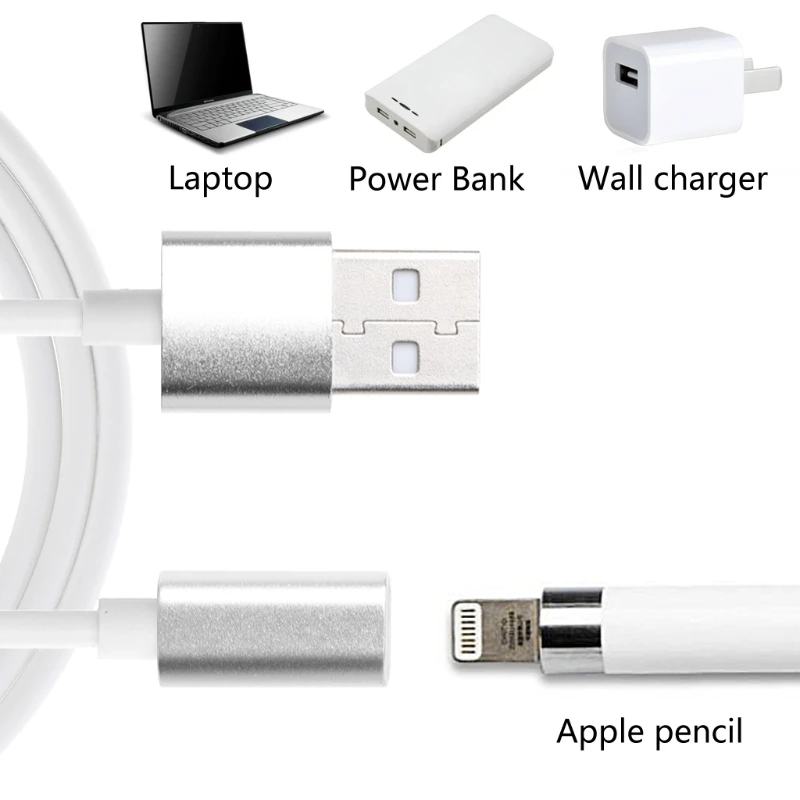

Metal USB To 8Pin Female Charge Cable Charger For 9.7 10.5 12.9 iPad Pro Pencil