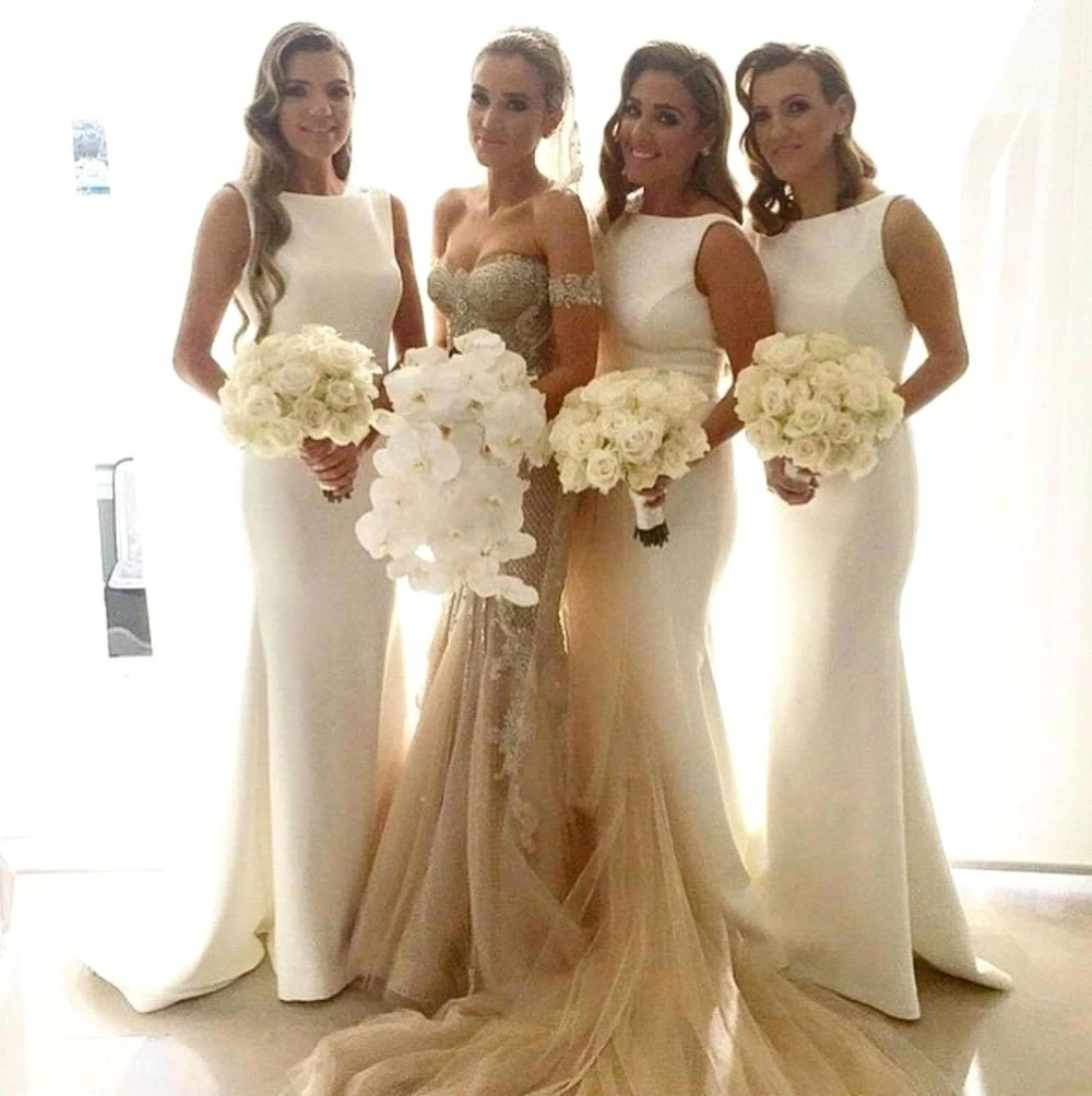 Sexy Satin Ivory Bridesmaid Gowns Long ...