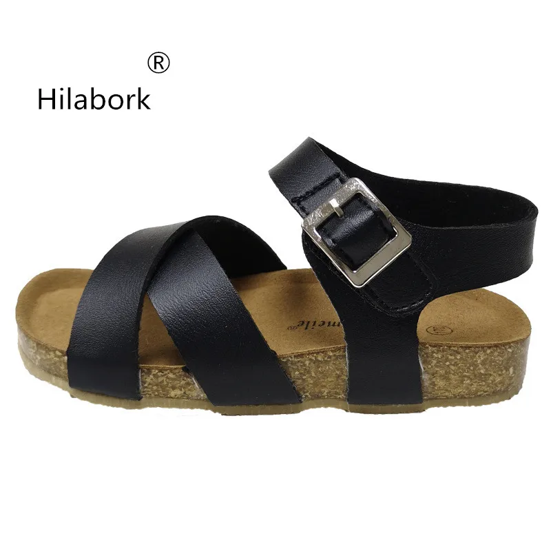 

Hilabork Cork children's sandals casual non-slip wild 2019 summer sandals 2-10 years old slippers boys and girls leather sandals