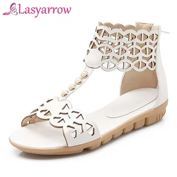 

Lasyarrow Gladiator Shoes Platform Shoes Summer Beach Shoes Sandlaias Mujer 2018 Back Zipper Hollow Out Shoes Low Wedges Sandals