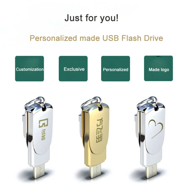 Металлический USB флеш накопитель Type C OTG для адаптера кабеля телефона на 128 ГБ 16 64 32