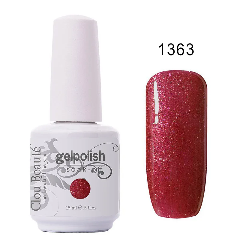 Clou Beaute 15 мл гель блестящая основа и топ цвет УФ гель для перманентного снятия ногтей розовый красный гель лак дизайн лак для ногтей маникюр - Цвет: 1363