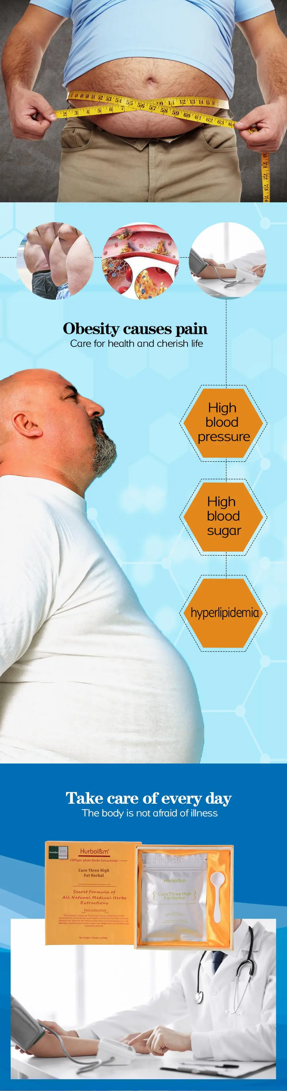 Порошок Hurbolism для лечения трех высоких жировых отложений, снижения давления в печенке и сердечном давлении, лечения липидов с высоким содержанием крови и снижения уровня сахара в крови