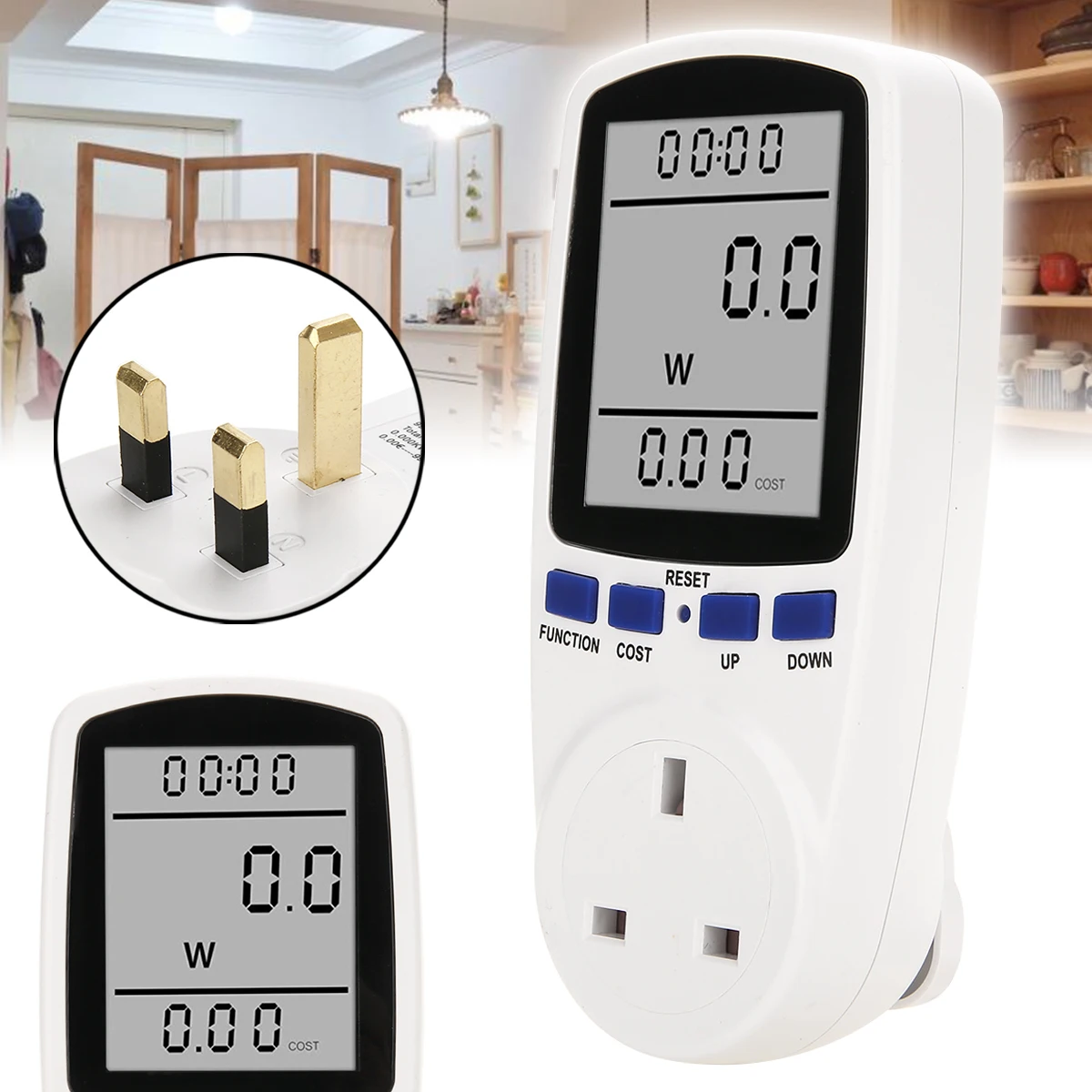 UK Plug-in Electricity Power Consumption Meter Socket Watt Kwh Analyzer Intelligent Billing Device Electrical Measurement Meters