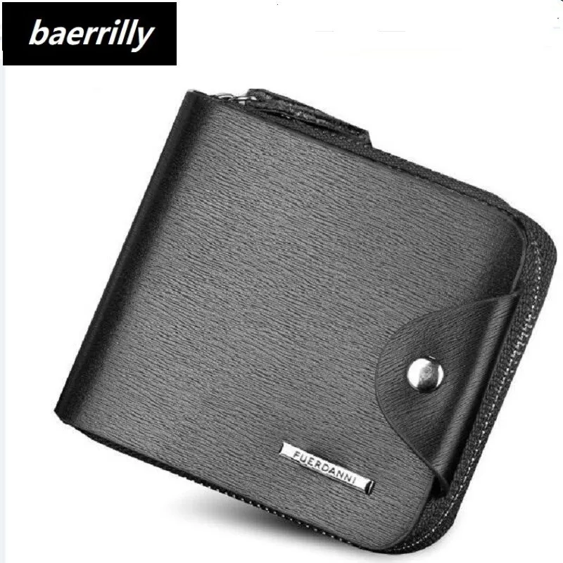 

HOT Men Zipper Hasp Wallet Leather Purse Trifold Wallets For Man High Quality Big Capacity Credit Crad Holders Money Bag Cheap