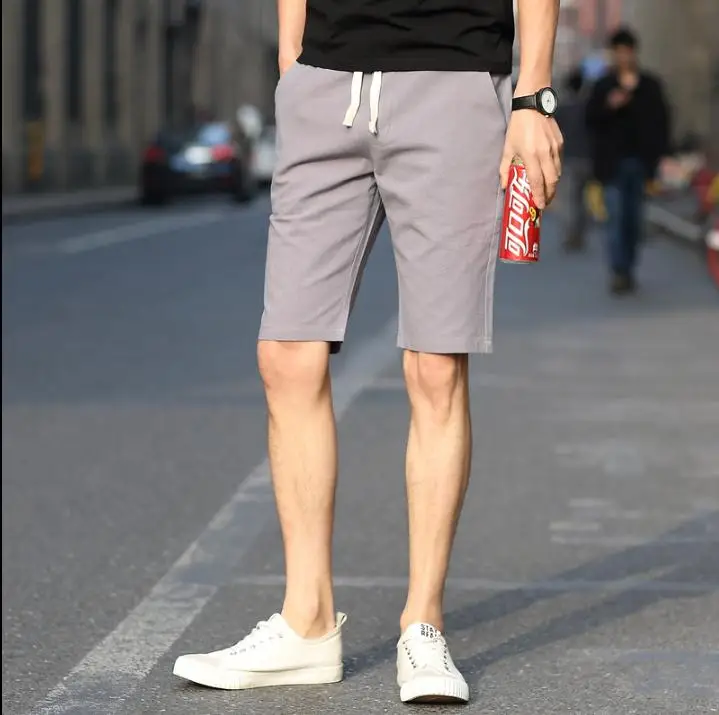 High quality 2019 Summer Casual Slim Teenagers Drawstring elastic waist breathable short solid youth men's beach shorts M-4XL High quality 2019 Summer Casual Slim Teenagers Drawstring elastic waist breathable short solid youth men's beach shorts M-4XL