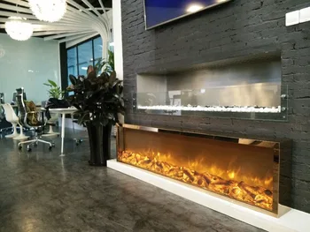 

Free shipping to Vietnam golden color quality craft modern electric fireplace