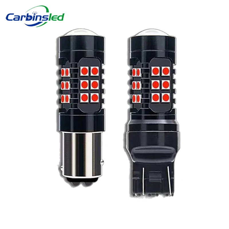 

CARBINSLED T20 W21W LED W21/5W LED WY21W 7440 LED Bulb T20 3030 1156 Car Turn Signal Brake Reverse Lamp Auto Light Bulbs 12V Red