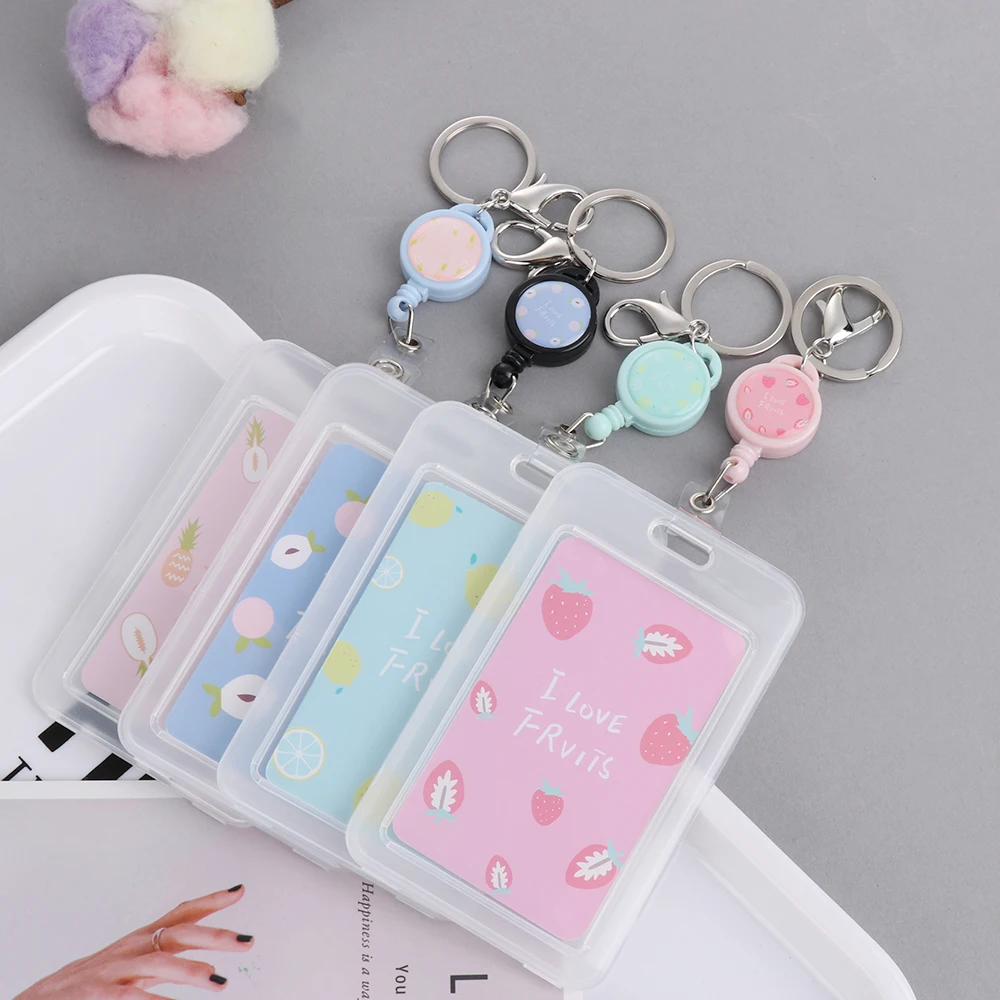 

1PC Cute Cartoon PVC Card Holder Unisex Bank Identity Bus ID Card Holder Case With Key Chain Credit Cover Case Fashion Kids Gift