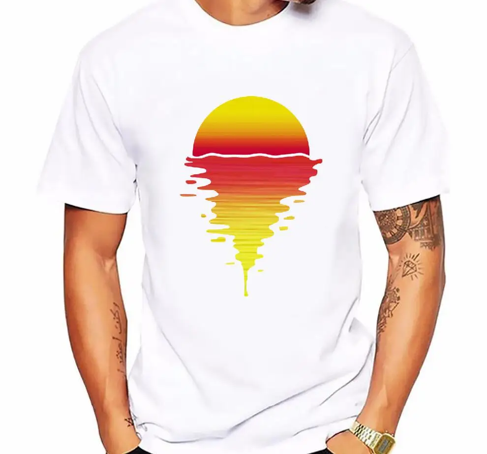 

Men's T-Shirts summer Casual Cotton Tropical Beach Summer Sunset Printed t shirt men O-Neck Short Sleeve Tee shirt men size 5XL