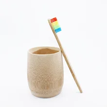 Срочная зубная щетка Cepillo с мягкой радужной щетиной, с деревянной ручкой, зубная щетка для ухода за полостью рта для взрослых