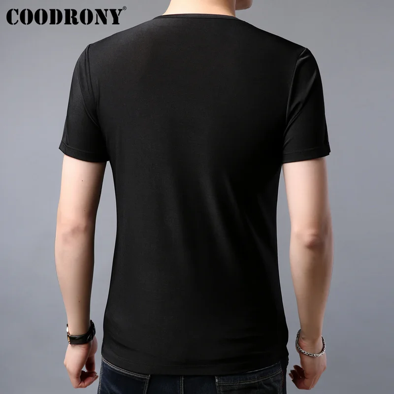 Мужская футболка с коротким рукавом COODRONY модная повседневная v образным вырезом