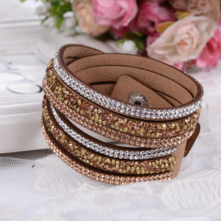 Женский бархатный браслет с кристаллами 6 слоев|slake bracelet|bracelet withrhinestone bracelet |