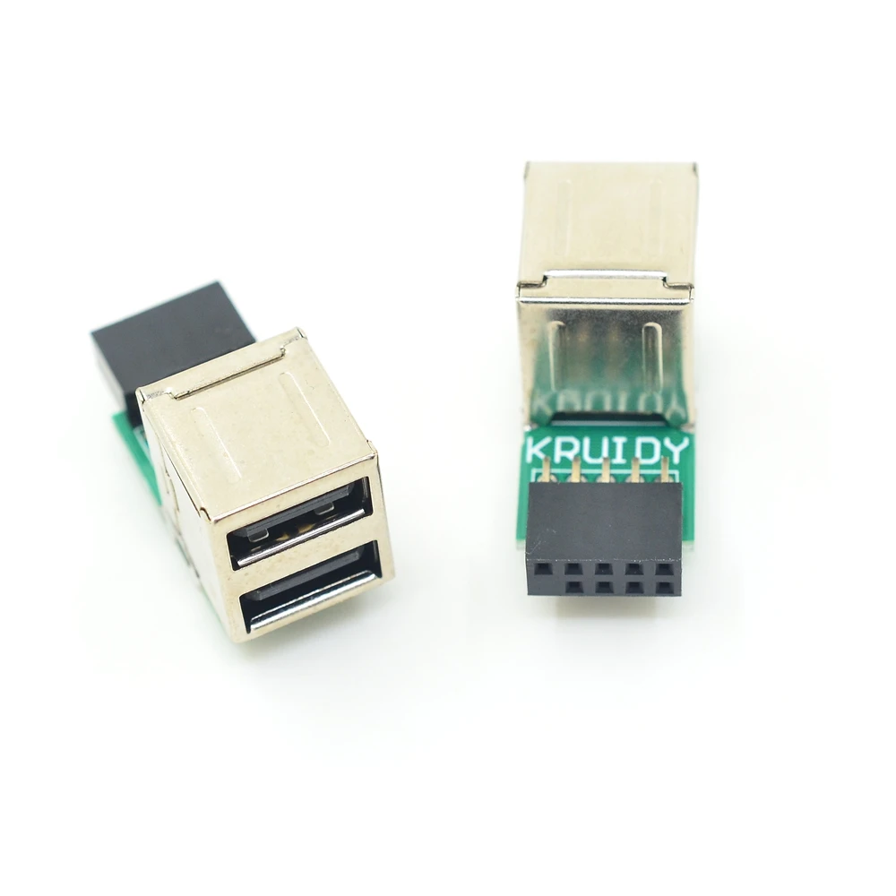

PC Host Case Internal Motherboard USB 2.0 Hub 9Pin to 2 Port USB A Female Splitter Converter PCB Board Extender Card