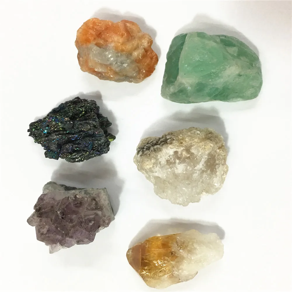 

2018 NEW!6pcs/set Ore Set Ornament Natural Stone Craft Crystal Polished Healing Natural Crystal Gems Stone Nice Gift
