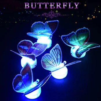 

5pcs/lot New arrival Beautiful Butterfly LED Night Light Lamp with Suction pad for Christmas Wedding Decoration Night Lamp