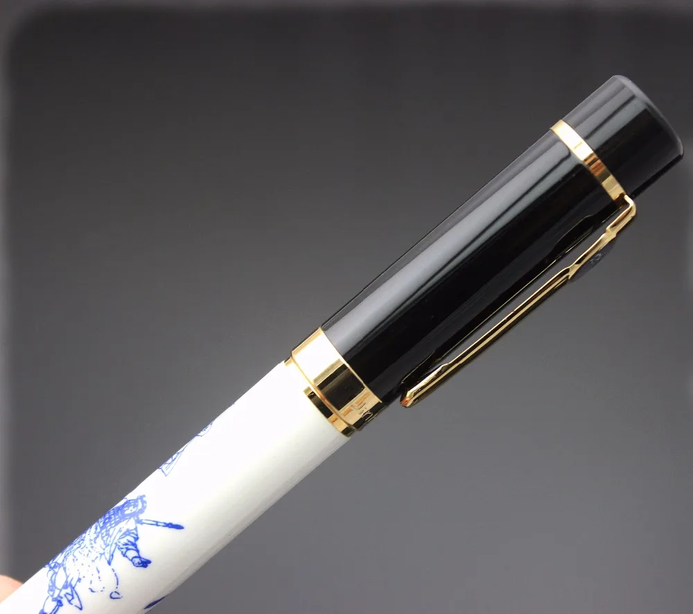 JINHAO 650 Роскошная сине белая фарфоровая перьевая ручка со средним наконечником