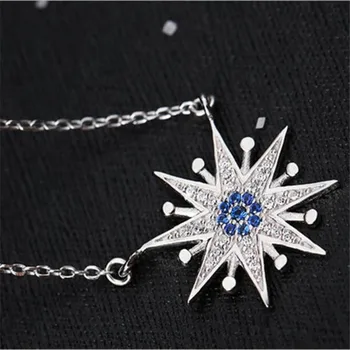 

LULU-PIG Ew 925 Silver Han Edition Fashion Personality Micro Set Sun Flowers Star Necklace N0270