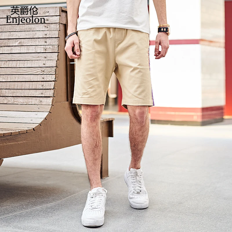 Enjeolon бренд летние шорты мужские повседневные хлопковые длина выпрямленного колена Новое поступление KZ6382