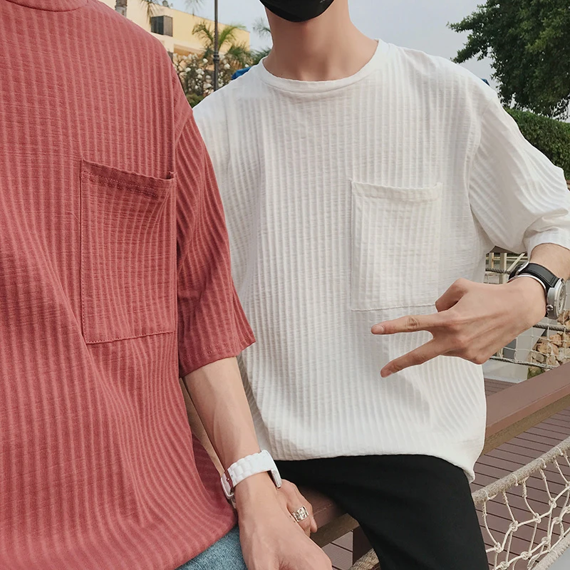 

T Shirt Summer New Men's Short-sleeved T-shirt Stripes Loose Casual Fashion Wild Simple Personality Strange Things On The Street