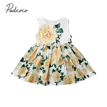 Г. Детская летняя одежда торжественное платье с цветочным рисунком для маленьких девочек большой белый наряд с розами без рукавов, платье 2-7T