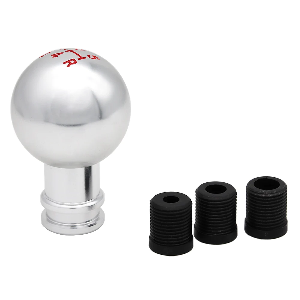 

Automobile refitting universal 5 speed manual shift lever knob gear stick shift knob aluminum alloy round handle ball MT silver