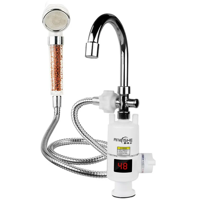 Chauffe eau sans cheville chauffé instantané électrique robinet d'eau chaude douche et bain Machine chauffage rapide chauffe eau électrique T