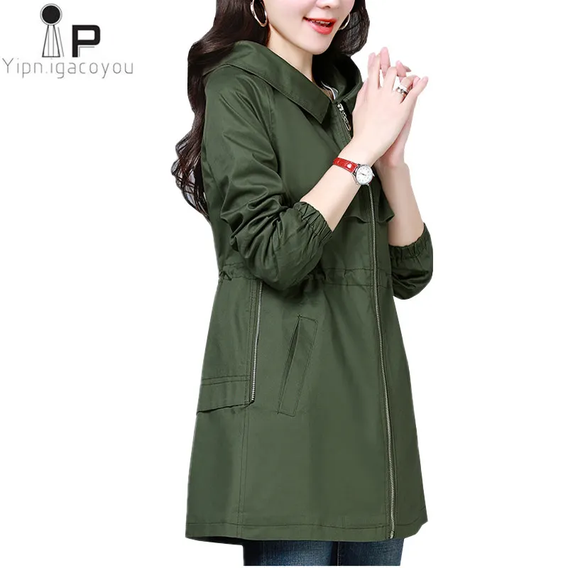 

Long Coat Women Trench Coat Autumn 2019 New High Quality Plus Size Hooded Overcoat Women Windbreaker Korean Fashion Outwear 6XL