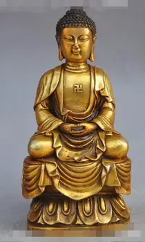 

S1876 tibetan buddhism bronze copper gilt sakyamuni Tathagata Lotus buddha statue