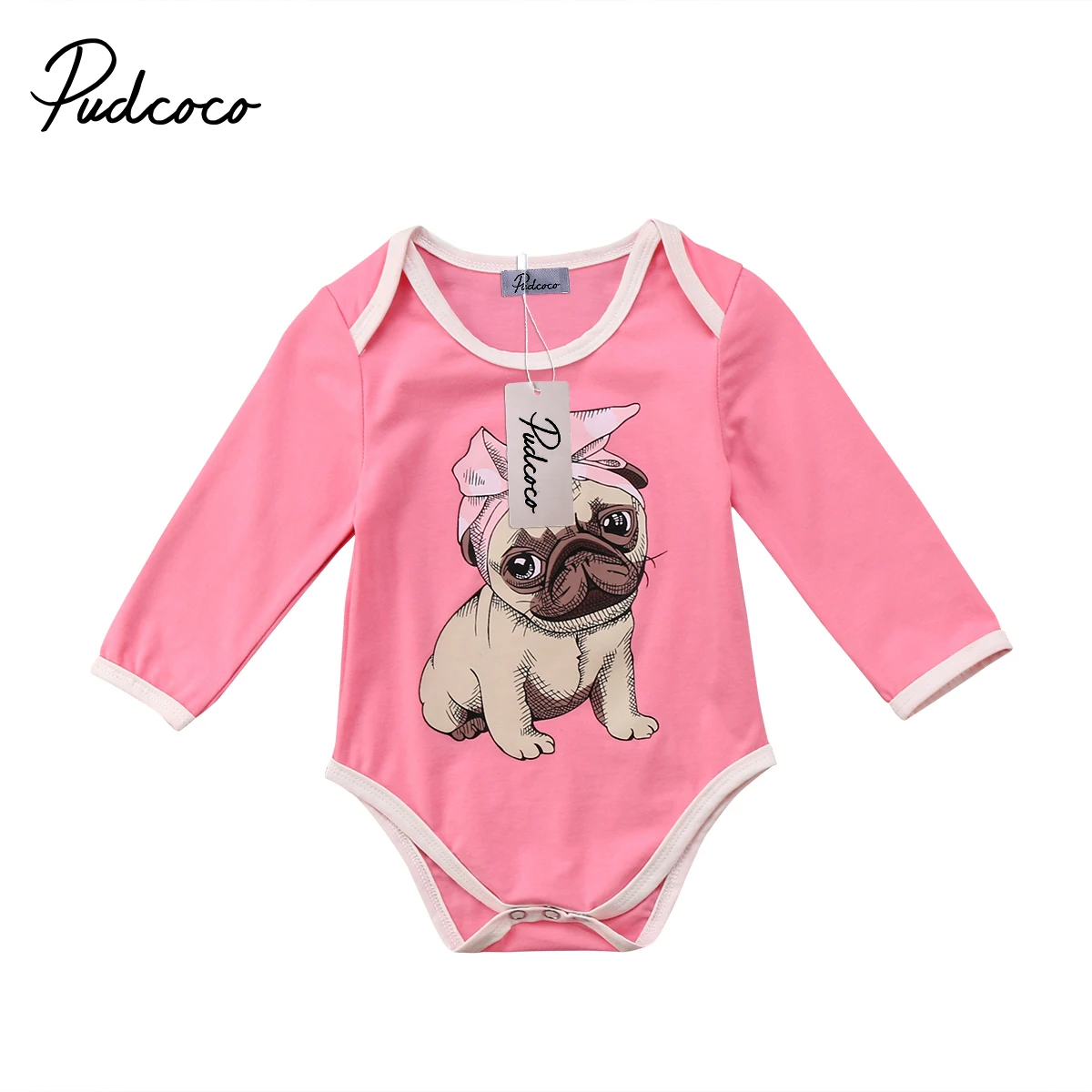 

Cute Toddler Newborn Baby Girls Bulldog Print Romper Long Sleeve Jumpsuit Playsuit Outfits Clothes